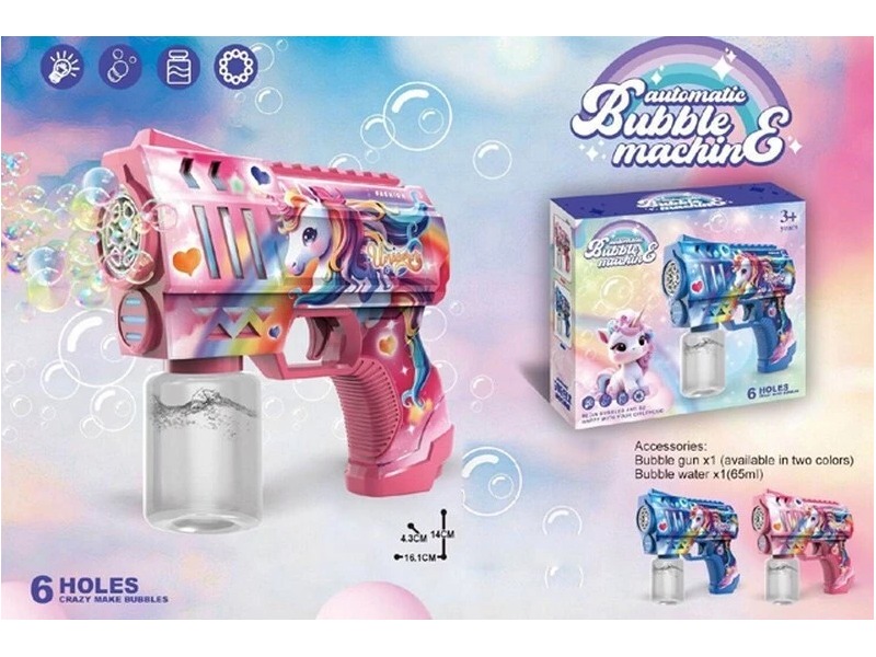 Пистолет для мыльных пузырей "Единорог" 16 см, в кор. 3032753