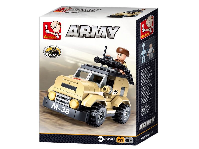 Донецк игрушка оптом Конструктор "Армия - джип" 102 дет. в кор. M38-B0587A