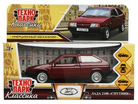 Технопарк. Машина «LADA-2108 "СПУТНИК" металл. инерц. 12 см (открыв. двери, багажник) вишневый доставка оптом в Донецк