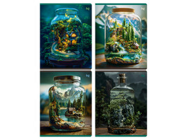 Тетрадь 48л КЛЕТКА BG "Флорариум" с блестками доставка оптом в Донецк