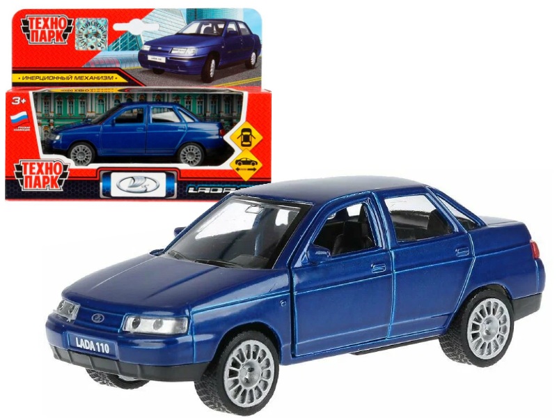 Машина металл. LADA 110 12 см, двери, инерц., синий, кор. Технопарк
