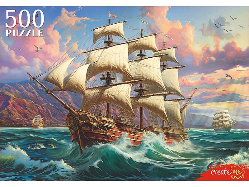 Пазлы 500 эл. Парусник на рассвете. Ф500-0192