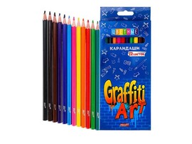 Карандаши цв. "Граффити" 12 цв., 2.8 мм, шестигр., к/к. КЦ-2627