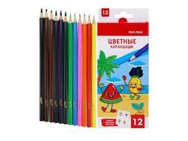 Карандаши цв. "Смешные фрукты" 12 цв., 2.6 мм, дерев. КЦ-4743