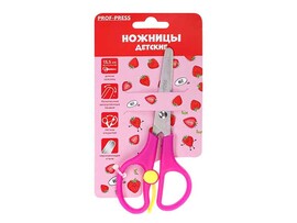 Ножницы "Клубника" 13.5 см, пласт. кольца с усилителем. НЖ-1162