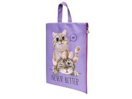 Папка на молнии А4 "Котики-друзья" с ручками, ПВХ. П-6935