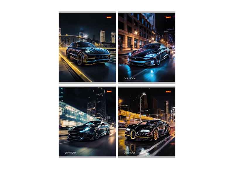 Тетрадь 36 л. Ночной автомобиль, клетка, второй блок. 36-5765