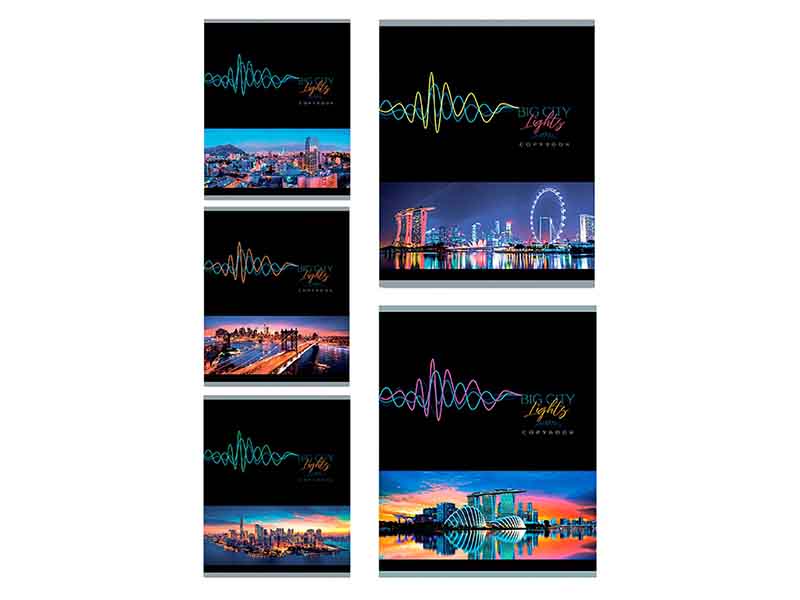 Тетрадь 40 л. Огни города, клетка, обл. мел. карт. 40-1021