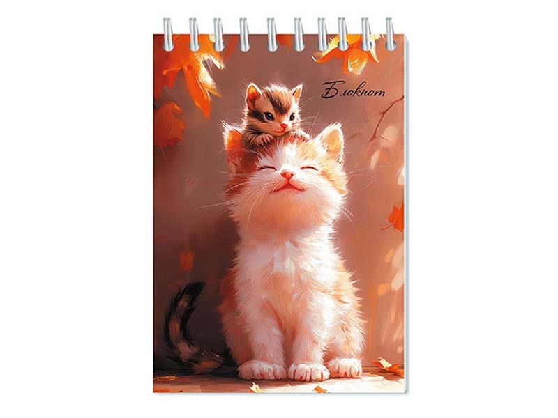 Блокнот А6 48 л. Милые пушистики, клетка, спираль