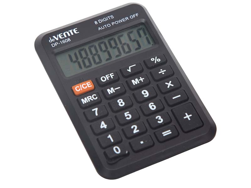 Калькулятор карман. "DP-1608" 58x88 мм, 8 разр., автомат. вычисл., черный
