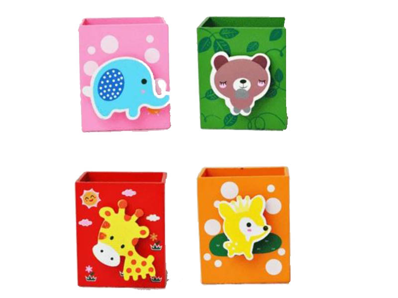 Подставка-органайзер "Зверята" 8.5x5.7 см, прищепка, дерев., микс