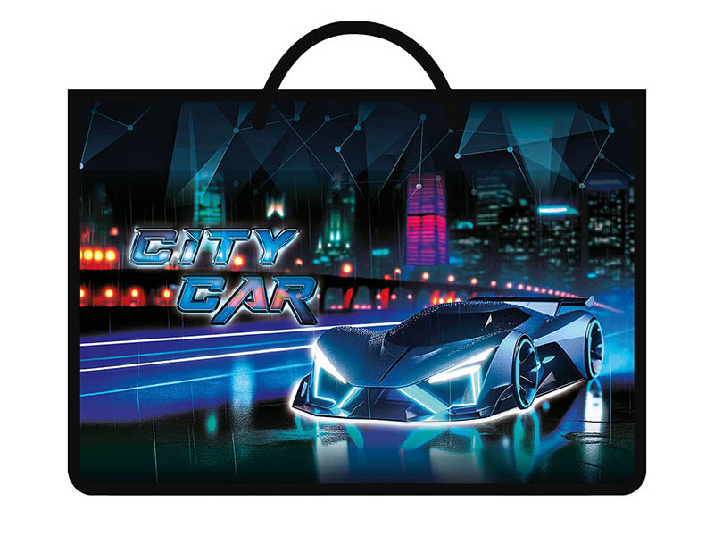 Папка А4 "City car" 33.5х23.5 см, пласт., молния, ручки-тесьма