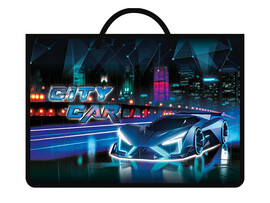 Папка А4 "City car" 33.5х23.5 см, пласт., молния, ручки-тесьма