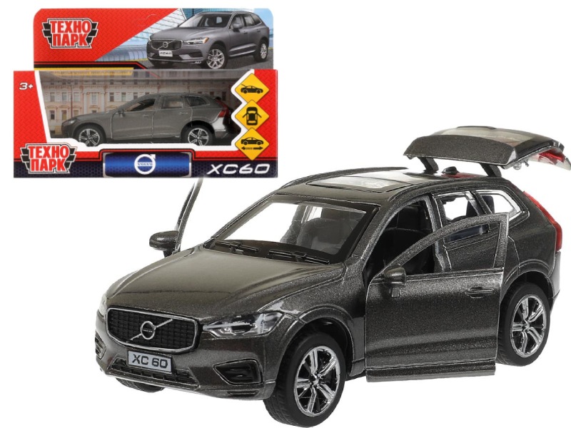 Машина металл. Volvo XC60 R-Design 12 см, дв., багаж., инерц., серый. Технопарк