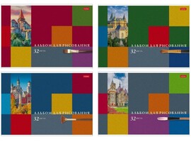 Альбом для рисов. А4 32 л. "Старинные замки" тиснение, ассорти