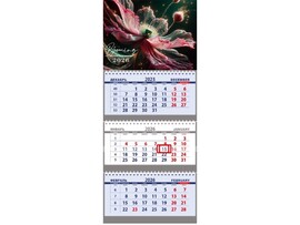 Календарь квартальный 2026 г "Blooming" 29.5x70 см, 3 пруж., курсор. 2133541