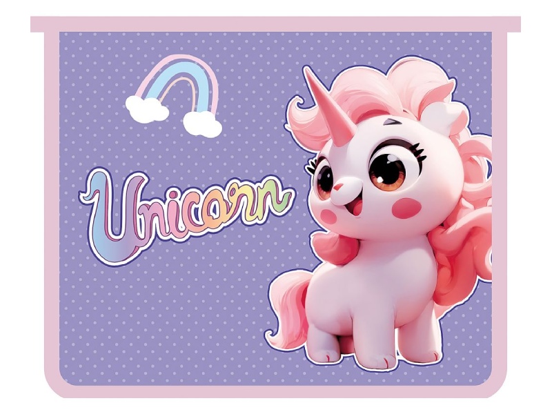 Папка для тетрадей А5 "Веселый единорог" 23х19 см, молния сверху, пласт.