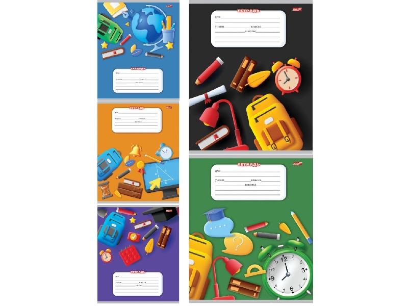 Тетрадь 12 л. Ученические атрибуты, клетка. 12-8825