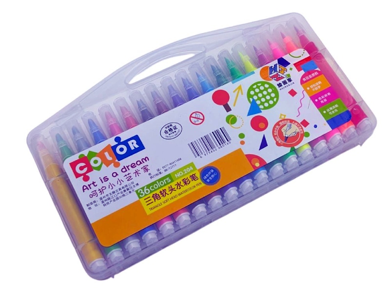 Фломастеры утолщенные 36 цв., трехгр., пласт. футляр