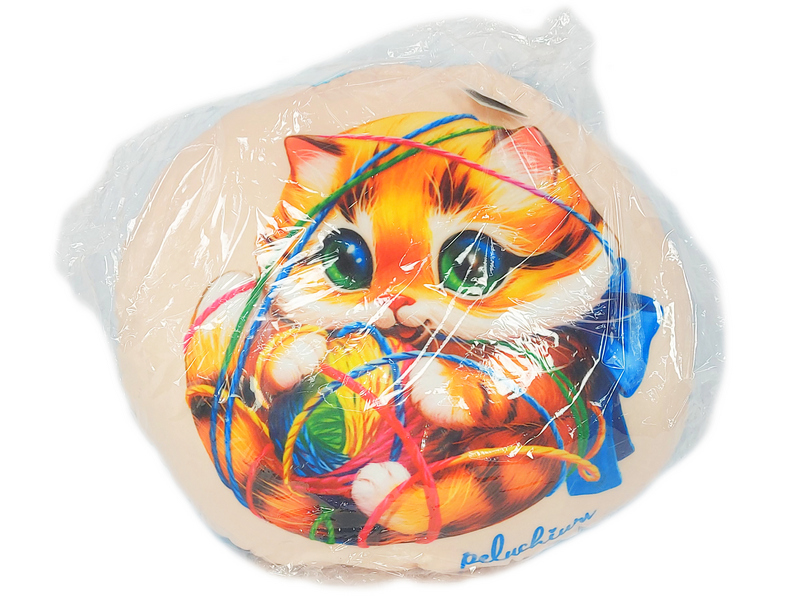 Донецк игрушка оптом Игрушка-подушка круглая «Котик с клубком» 41х41см RPH-002