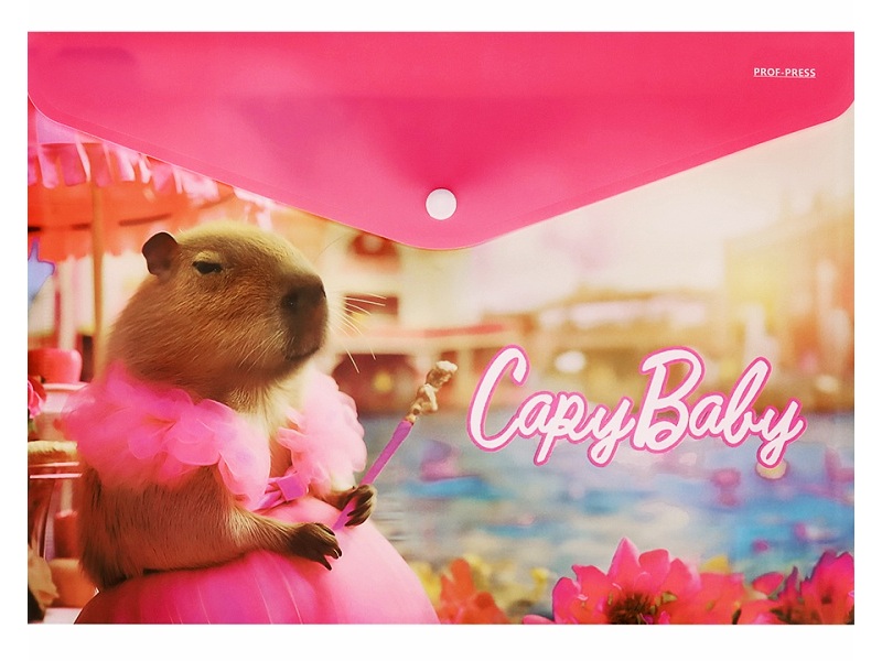 Папка-конверт на кнопке А4 "Capy Baby" 180мкм. ПК-2852