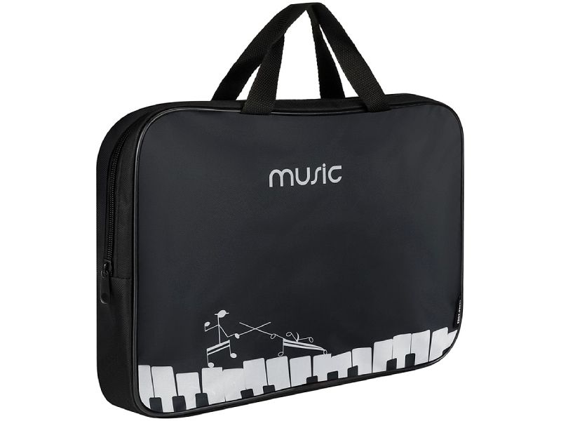 Папка А4 "Клавиши на черном" 35х26.5 см, молния, внутр. карман, ручки. П-1185