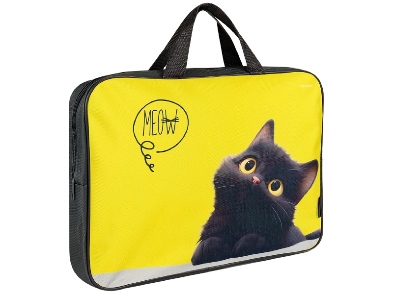 Папка А4 "Милый котенок" -35х26.5 см, молния, ручки, внутр. карман. П-1455