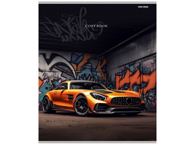 Тетрадь А4 96 л. Авто и граффити, клетка, тиснен. холст. Т96-2262