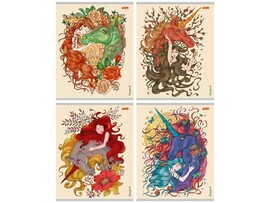 Тетрадь 96 л. Девушка и единорог, клетка, второй блок. 96-0581