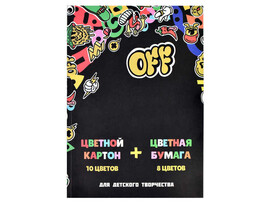 Набор А4 цветной картон 10 л и цветная бумага 8 л «СТИКЕРЫ» (КБС, мелов. картон) доставка оптом в Донецк