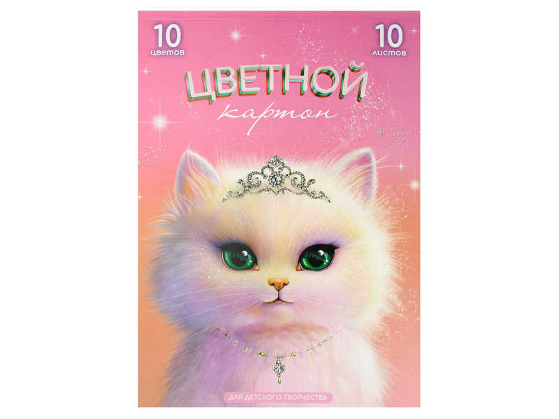 Донецк игрушка оптом Цветной картон А4 «ПРИНЦЕССА АВРОРА» (клеевое скрепление) 10 л 10 цветов
