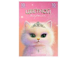 Цветной картон А4 «ПРИНЦЕССА АВРОРА» (клеевое скрепление) 10 л 10 цветов доставка оптом в Донецк