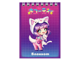 Блокнот А7 40 л клетка «ЧИБИ С КОТОМ» (гребень, офсет) доставка оптом в Донецк