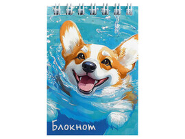 Блокнот А7 40 л клетка «КОРГИ КУПАЕТСЯ» (гребень, офсет) доставка оптом в Донецк
