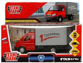 Машина металл. ГАЗ-3302 Газель 12.7 см, двери, багаж., инерц., красный. Технопарк