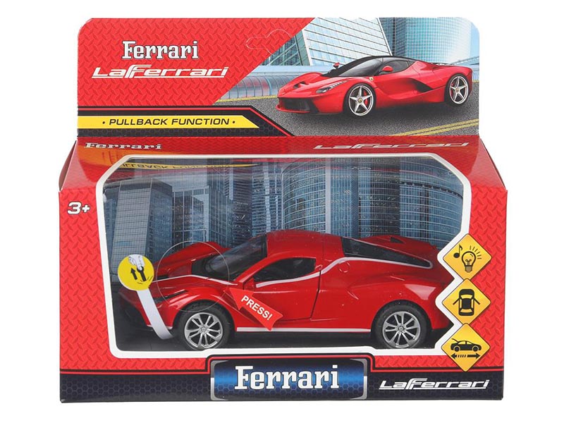 Машина металл. "La Ferrari" 15 см, свет, звук, дв., инерц., красный. Технопарк