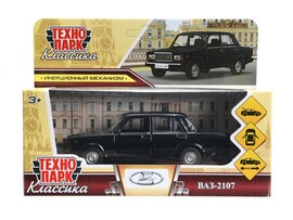 Машина металл. ВАЗ-2107 12 см, дв., багаж., инерц., черный. Технопарк