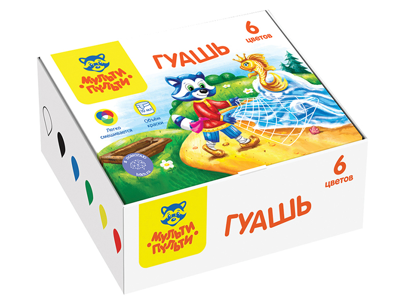 Гуашь "Енот в сказке" 6 цв., 10 мл, к/к