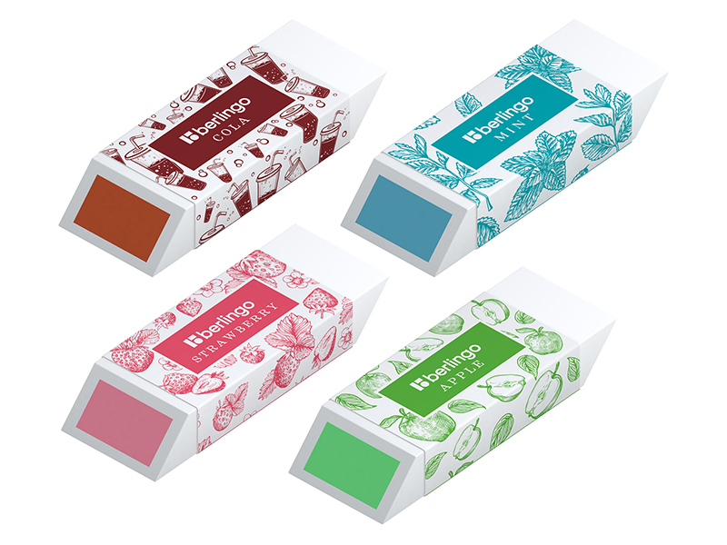 Ластик "Aroma" 58*22*10 мм, ароматиз., скошенный, микс