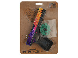 Пистолет дерев. "Glock-18" с резинками, ХДФ подложка