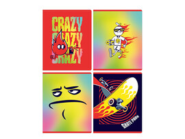 Тетрадь 48 л. "Crazy" клетка, микс