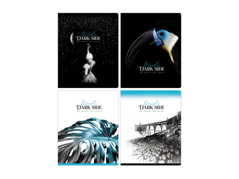 Тетрадь 96 л. "Dark miracle" клетка, выб. лак, ассорти