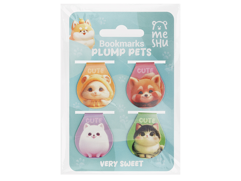 Закладки магнитные "Plum pets" 4 шт., голограф. MS_66067