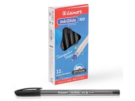 Ручка шар. Luxor "InkGlide" черная, 0.7 мм, трехгран. (кратно 12)