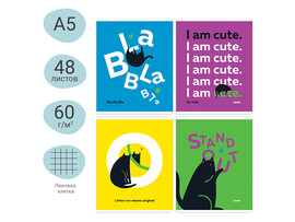 Тетрадь 48 л. "Сhatty cat" клетка, мат. лам., выб. лак. MS_49788