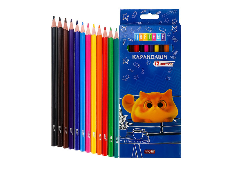 Карандаши цв. "Котенок Мяу" 12 цв., 2.8 мм, шестигр., к/к. КЦ-2621