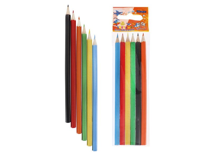 Карандаши цв. "Мультики" 6 цв., дерев., шестигр., в пак. КЦ-8329