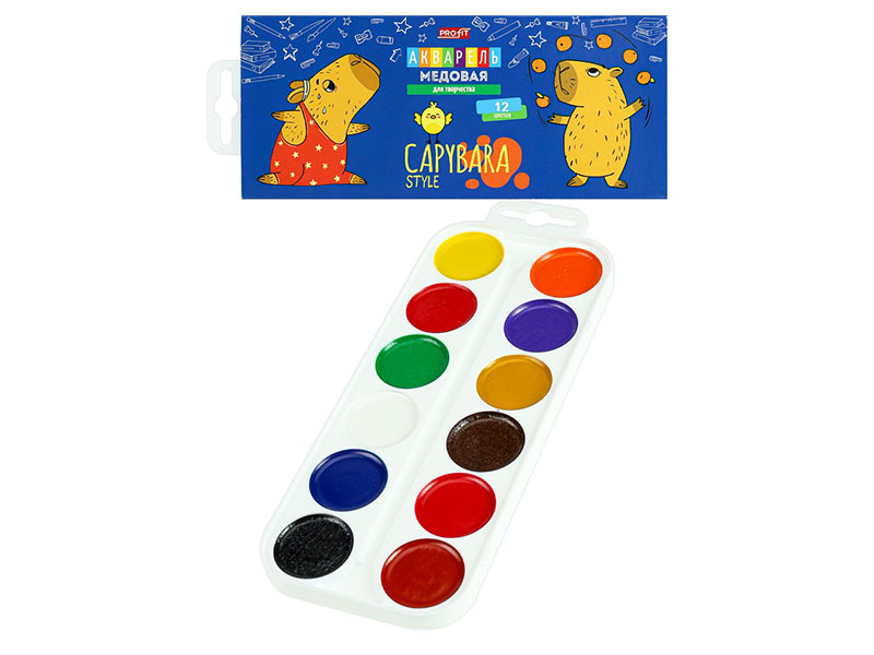 Краски акварельные "Капибара" 12 цв., к/к. КА-4175