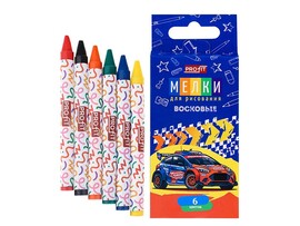 Мелки восковые "Автогонки" 6 цв., к/к. ШМ-4516