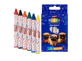 Мелки восковые "Мопссы" 6 цв., к/к. ШМ-4526